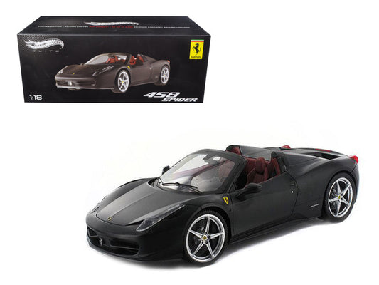 Ferrari 458 Italia Spider Matt Black Elite Edition 1/18 Diecast Car